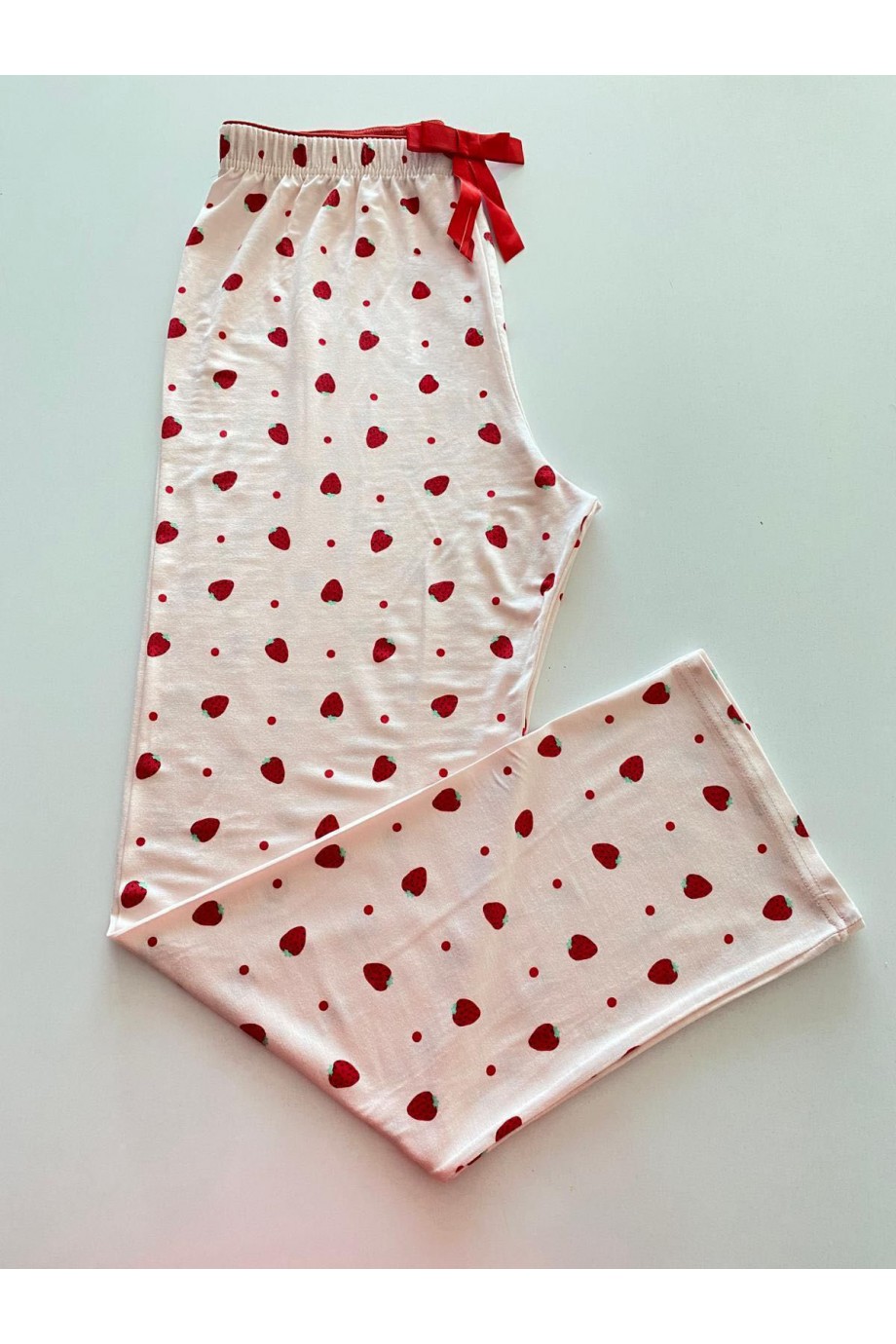 Viskon Pembe Çilek Desenli Kadın Pijama Altı Viskon Pembe Çilek Desenli Kadın Pijama Altı
